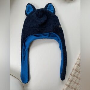 Columbia Sherpa Fleece Earflap Hat Navy Blue